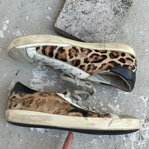 Golden goose calf skin, leopard print sneakers